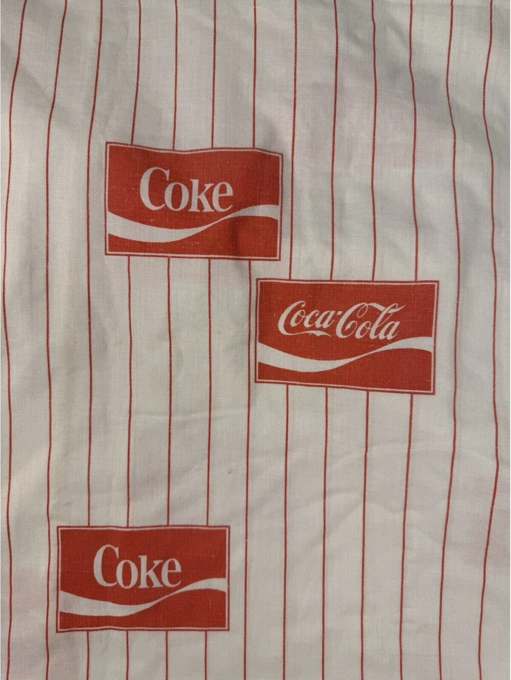 Vintage Coca Cola Full Fitted Sheet Only Fabric PolyesterCotton Blend Retro Soda